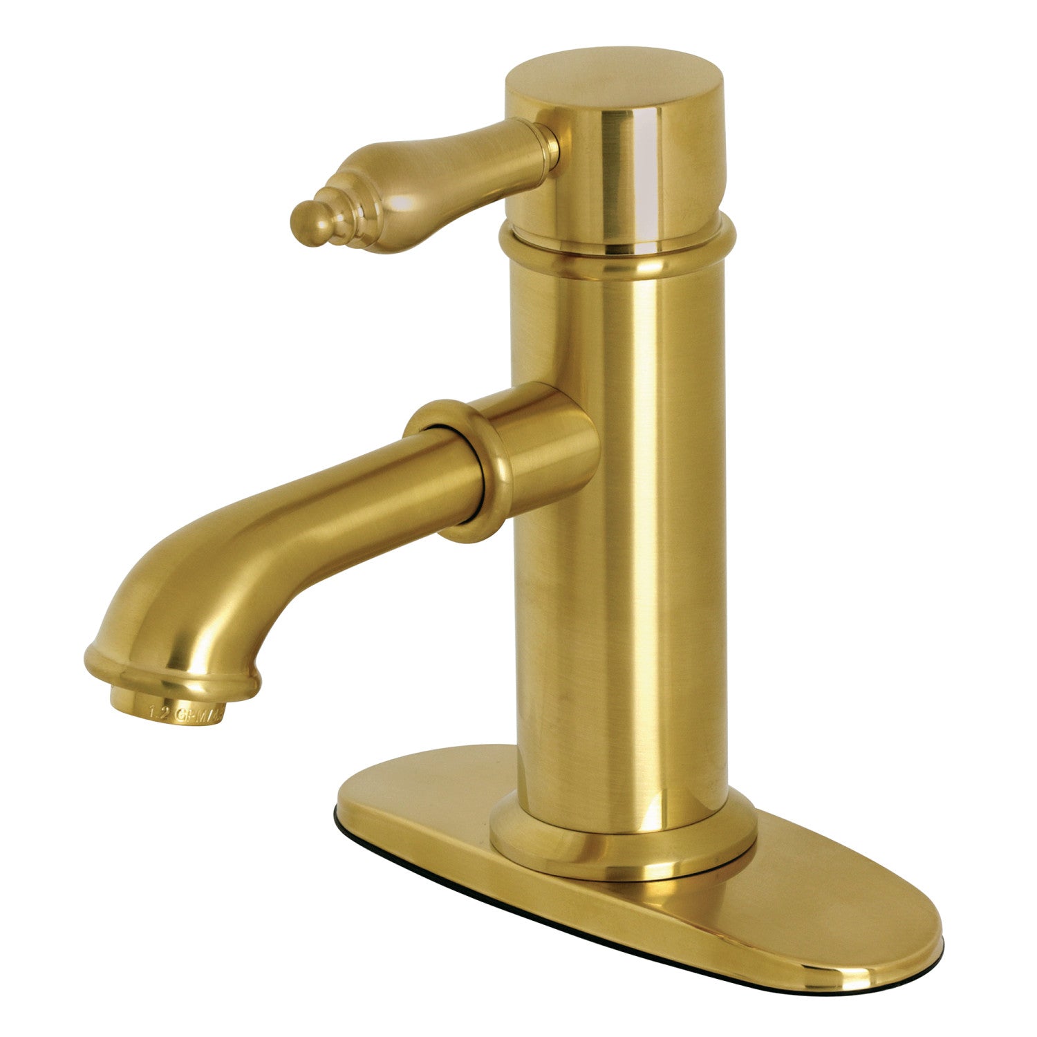 Kingston Tulare KS7417AL - Paris One-Handle 1-Hole Bathroom Faucet with Deck Plate and Brass Pop-Up Drain, Brushed Brass — image 1